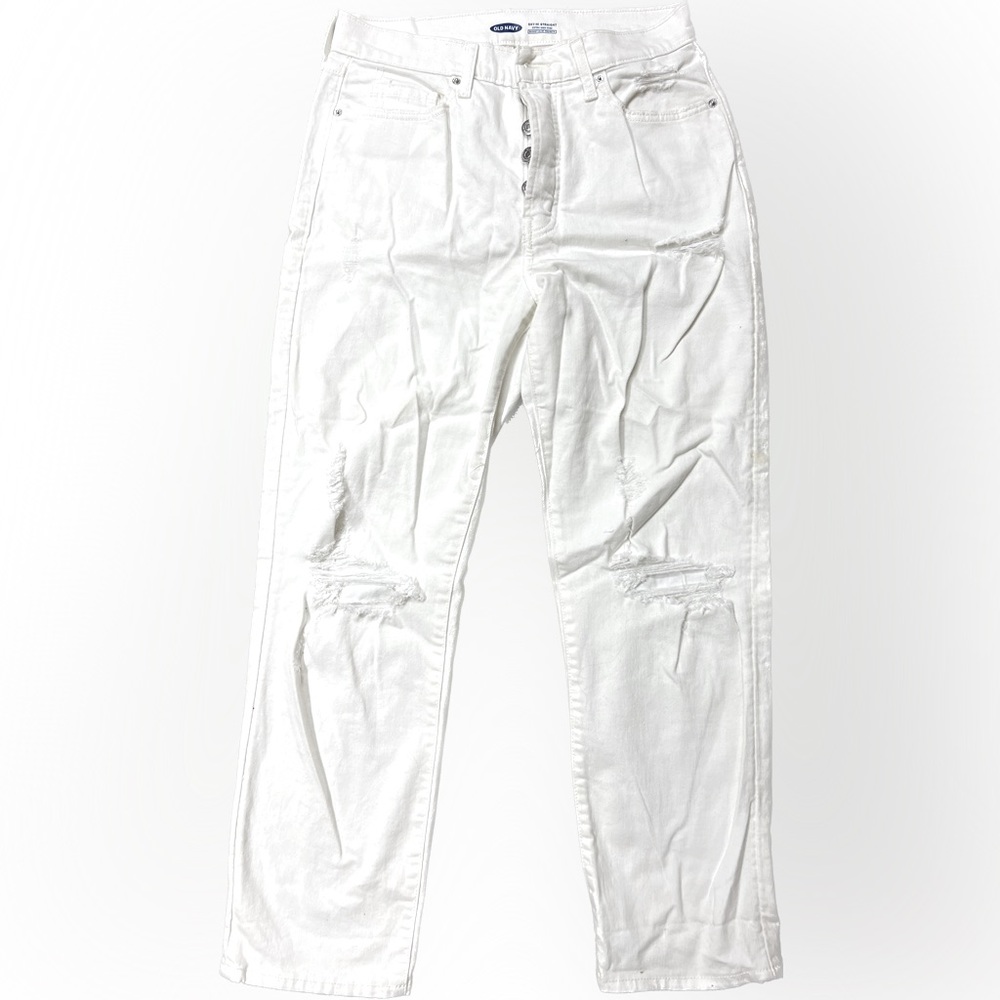 Old Navy Ski High Straight White distressed Jean sz. 8
